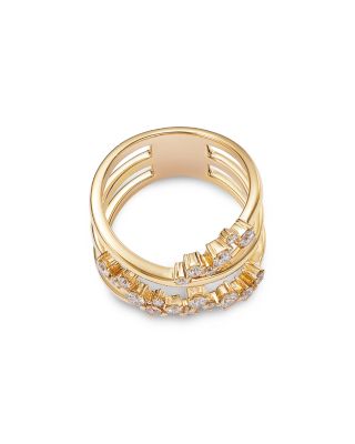 Diamond Scatter Crossover Ring in 14K Yellow Gold, 0.72 tcw