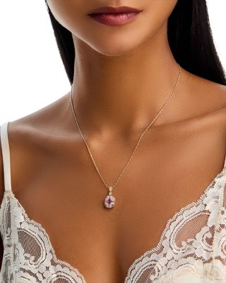  Pink Sapphire & Diamond Pendant Necklace in 14K Yellow Gold, 18"