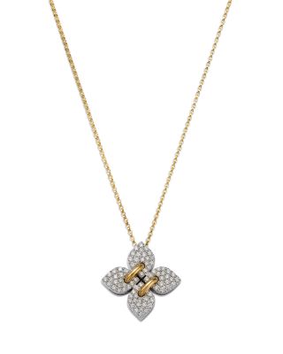 18K White & Yellow Gold Love in Verona Diamond Filo Pendant Necklace, 16-18"