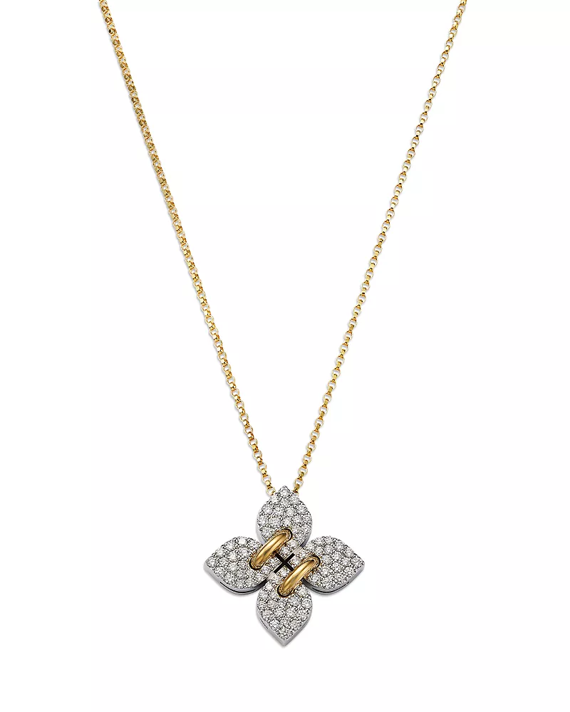 Roberto Coin 18K White & Yellow Gold Love in Verona Diamond Filo Pendant Necklace, 16
