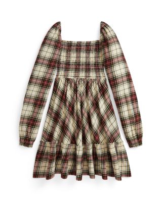 Girls' Plaid Ruffled Cotton Jersey Dress - Big Kid