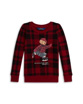 Girls' Plaid Polo Bear Fleece Sweatshirt - Little Kid