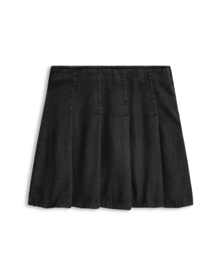 Girls' Pleated Cotton Denim Skirt - Little Kid