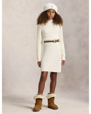 Girls' Cable Knit Cotton Sweater Dress - Big Kid