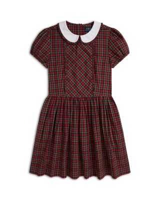 Girls' Plaid Ruffled Cotton Poplin Dress - Big Kid