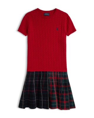 Girls' Plaid Skirt Cotton Sweater Dress - Little Kid