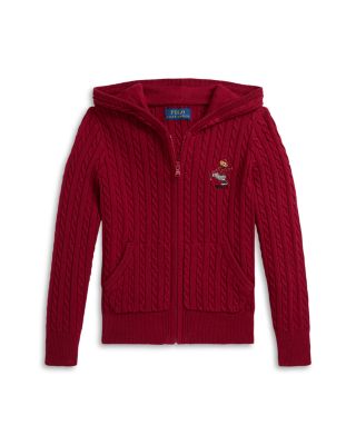 Girls' Polo Bear Cotton Full Zip Sweater - Big Kid  