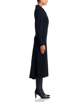 Long Sleeve Polo Collar Midi Dress