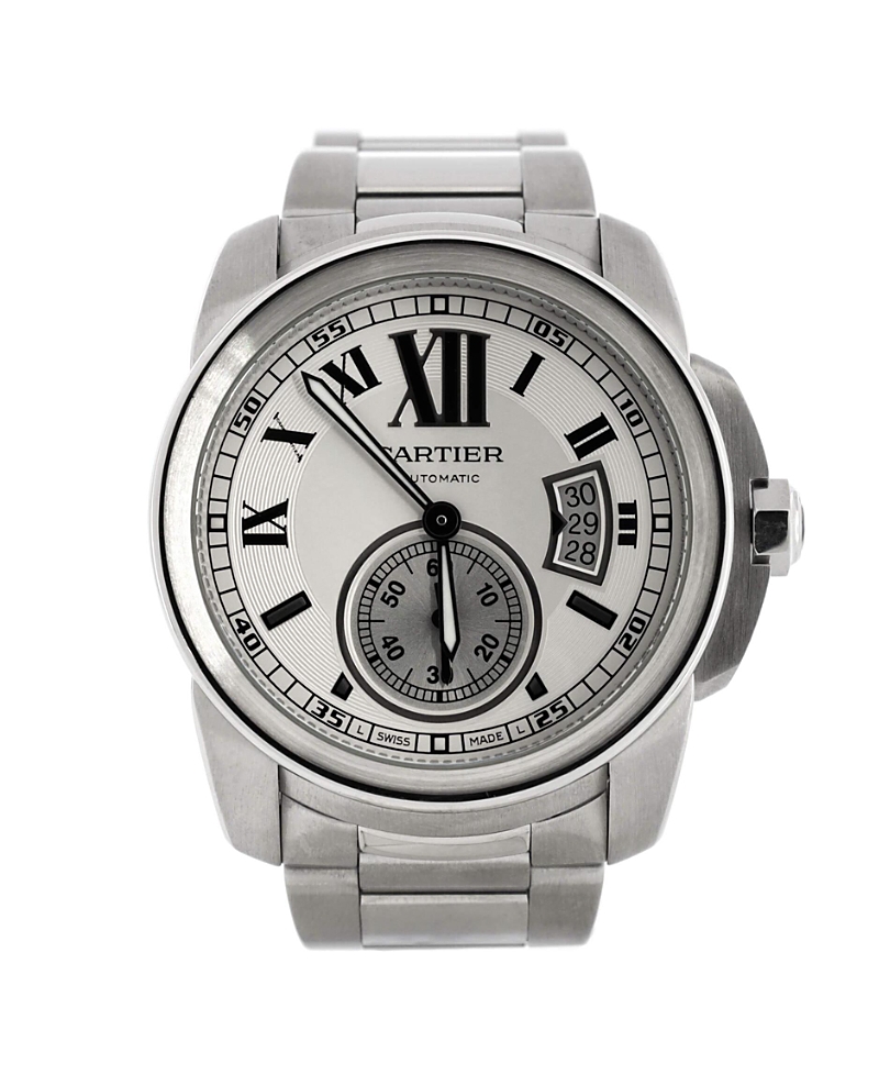 Pre-owned Pre-owned Cartier Cartier Calibre De Cartier Automatic Watch In Stainless Steel 42mm In Brown