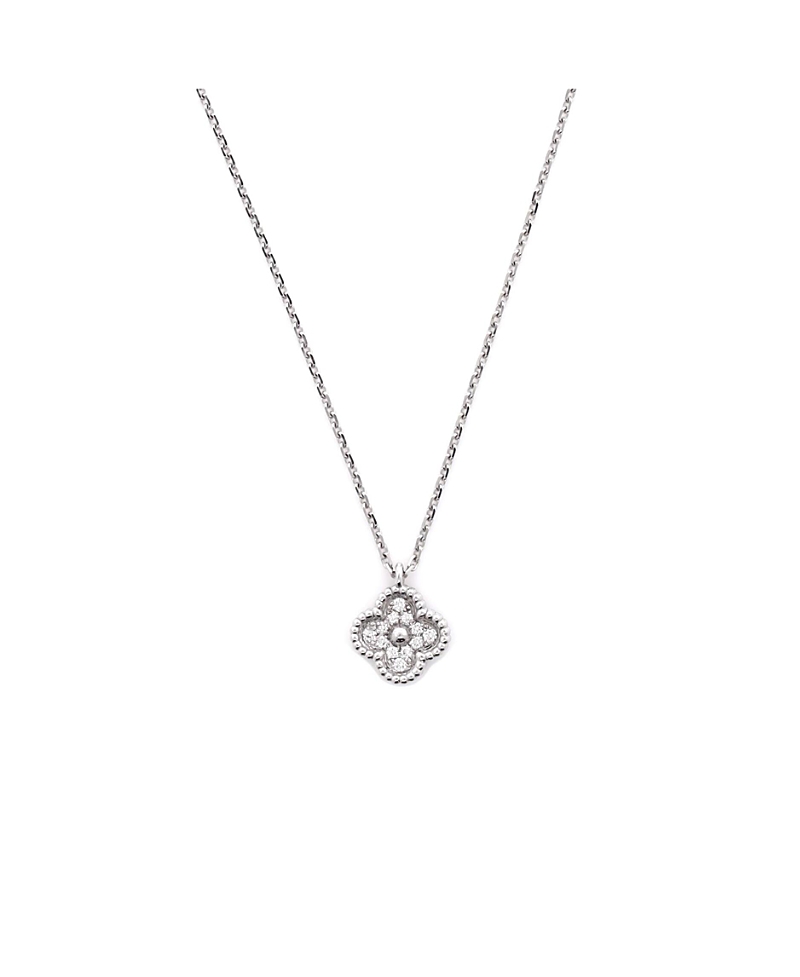 Pre-owned Pre-owned Van Cleef & Arpels Van Cleef & Arpels Sweet Alhambra Pendant Necklace 18k White Gold With Diamonds, 16.25 - 1