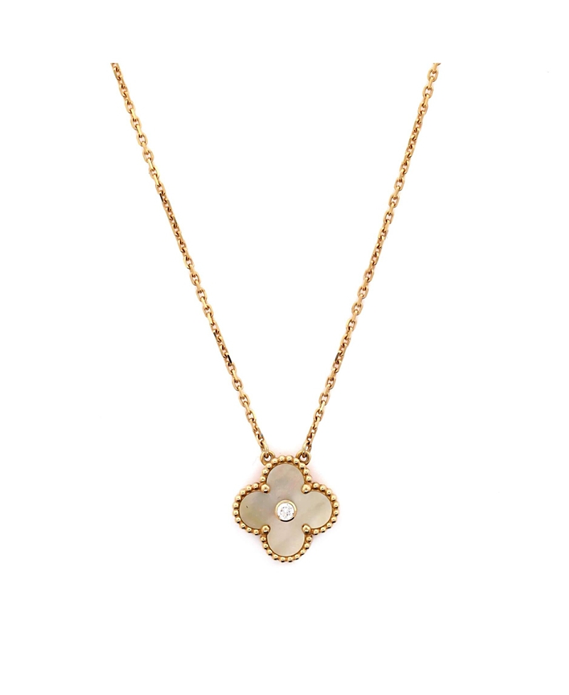 Pre-owned Pre-owned Van Cleef & Arpels Van Cleef & Arpels Vintage Alhambra Pendant Necklace 18k Gold And Gold Mother Of Pearl Wit