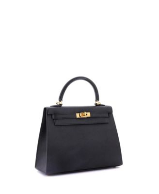  Kelly 25 Handbag Black Epsom with Gold Hardware