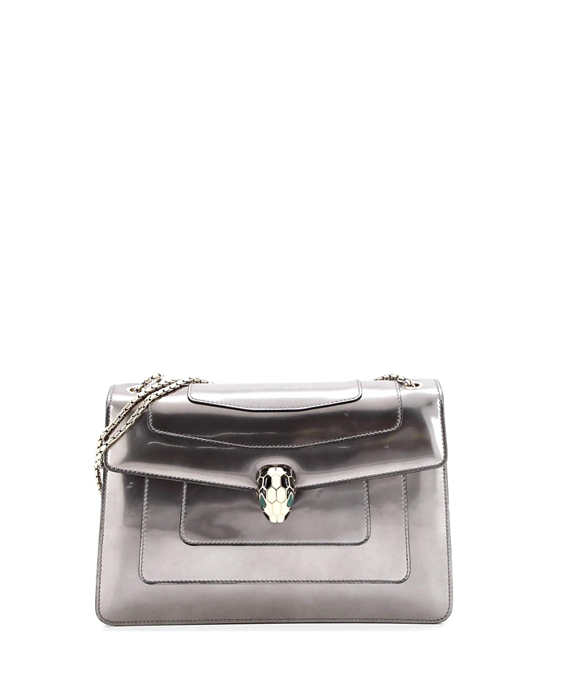 Pre-owned Pre-owned Bvlgari Bvlgari Medium Serpenti Forever Shoulder Bag Patent In Gray