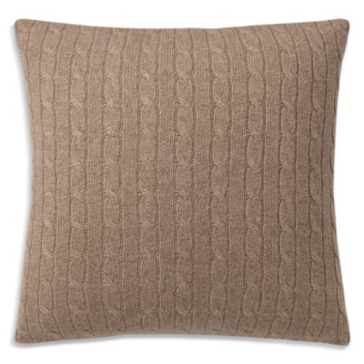 Cable-Knit Cashmere Throw Pillow, 18" x 18"
