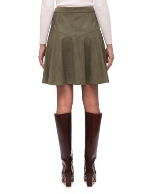 Faux Suede Flared Skirt