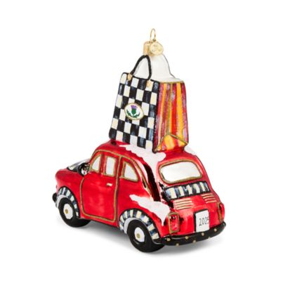 Christmas Shopping Car Glass Ornament
