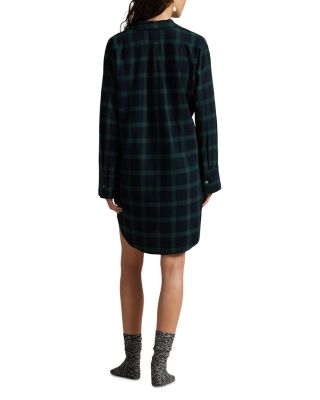 Plaid Camp Collar Sleep Dress