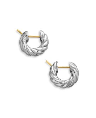 Sculpted Cable Hoop Earrings in Sterling Silver, 14.4mm