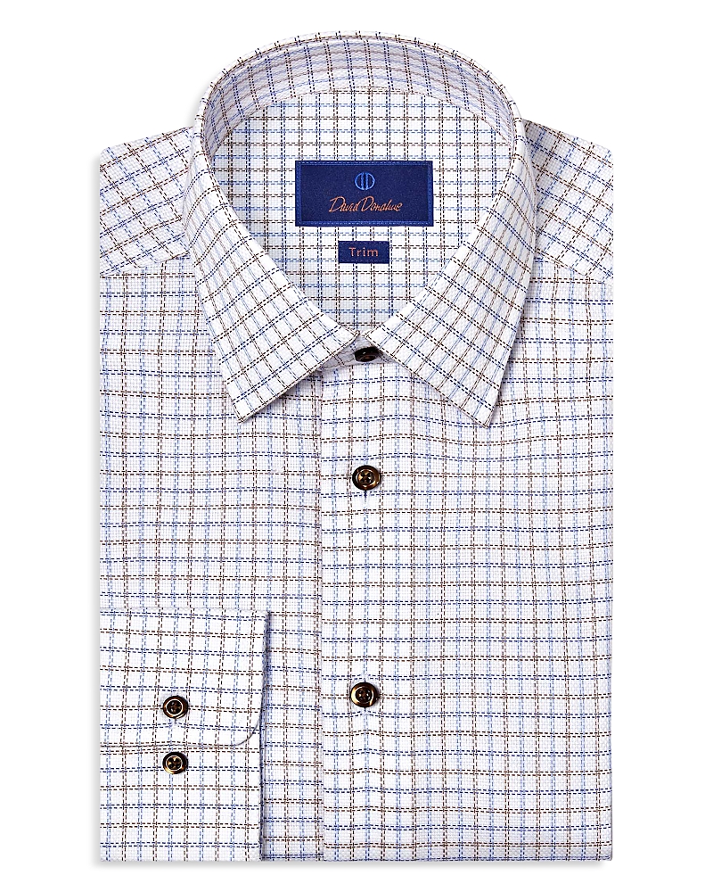 David Donahue Trim Fit Check Cotton Dobby Dress Shirt In Multi
