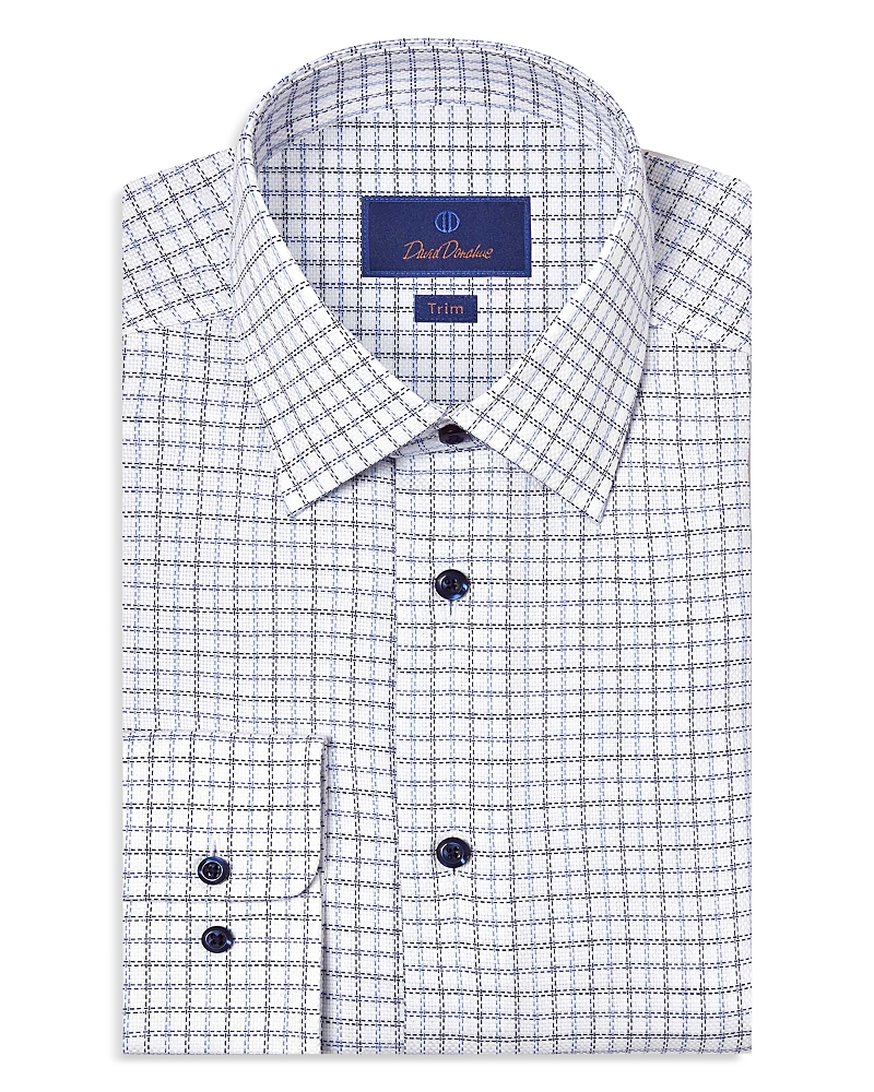David Donahue Slim Fit Printed Textured Shirt In Blue