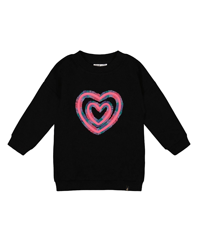 Deux Par Deux Fleece Jacquard Tunic With Heart Applique In Black