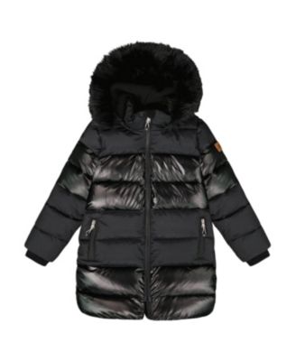 Girls' Long Metallic Puffy Winter Coat - Big Kid