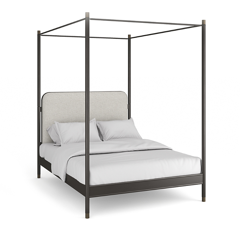 Caracole Campaign Bed With Canopy, Queen In Brown