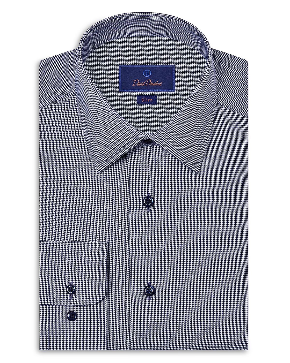 David Donahue Slim Fit Printed Stretch Twill Dress Shirt