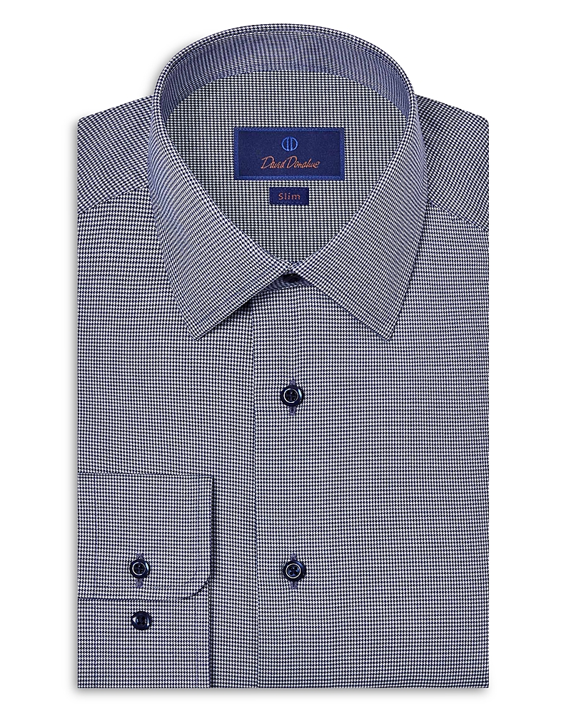 David Donahue Slim Fit Printed Stretch Twill Dress Shirt