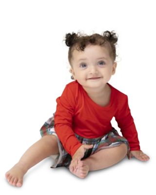 Girls' Holiday Plaid Long Sleeve Tutu Bodysuit - Baby