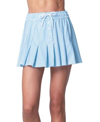 High Waist Linen Stripe Skirt