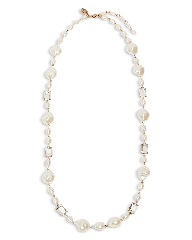 Weekend Max Mara Creso Crystal & Imitation Pearl Choker Necklace In White