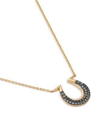 Brown Diamond Horseshoe Pendant Necklace in 14K Yellow Gold, 0.29 tcw