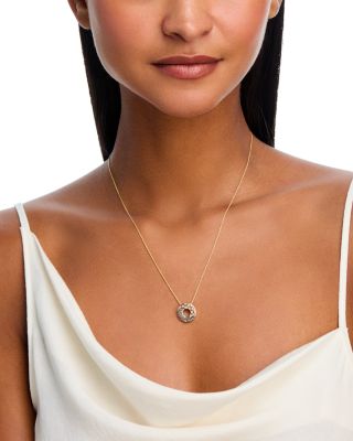 Multicolor Diamond Circle Necklace in 14K Yellow Gold, 0.42 tcw