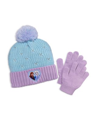 Frozen Anna Elsa Rhinestone Beanie & Gloves Set - Little Kid, Big Kid
