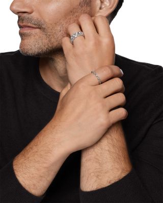 Men's Hex Stack Ring in Sterling Silver with Diamonds, 9.3mm