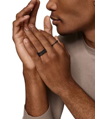 Hex Stack Ring in Black Titanium with Black Diamonds, 9.3mm