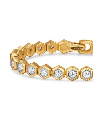 Hex Pav&eacute; Tennis Bracelet in 18K Yellow Gold with Diamonds, 8mm 
