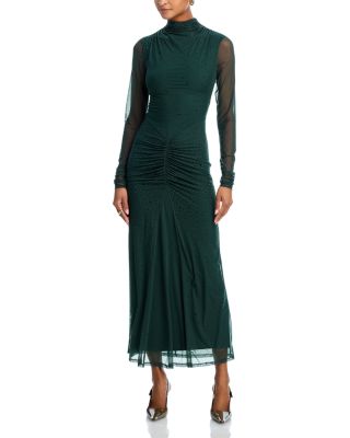 Crystal Long Sleeve Mesh Maxi Dress - Exclusive