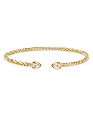 Modern Renaissance&reg; Pear Cablespira&reg; Bracelet in 18K Yellow Gold with Diamonds, 2.6mm