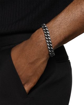 Men's Curb Chain Bracelet in Black Titanium with Diamonds, 11.5mm