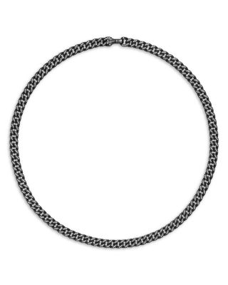 Men's Curb Chain Necklace in Black Titanium with Diamonds, 8mm