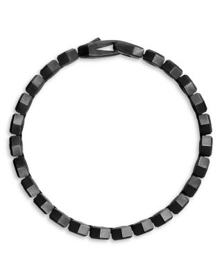 Men's Hex Pav&eacute; Tennis Bracelet in Black Titanium with Black Diamonds, 8mm