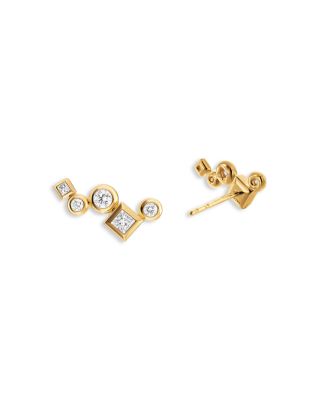 Petite Modern Renaissance&reg; Climber Earrings in 18K Yellow Gold with Diamonds, 15mm