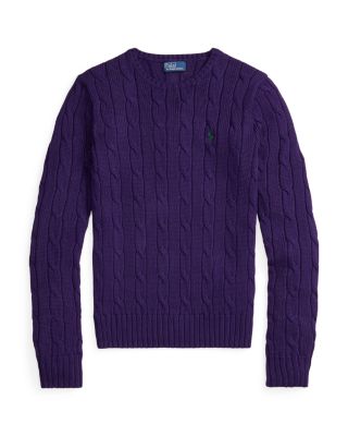 Cable Knit Cotton Crewneck Sweater