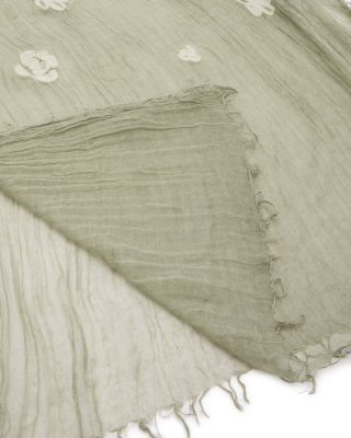 Solid Floral Embroidered Scarf - Exclusive 