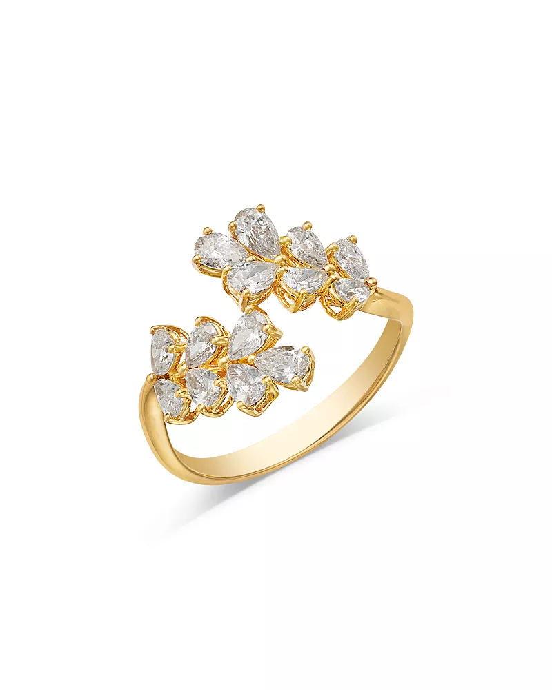 Bloomingdale's Fine Collection Diamond Pear Leaf Inspired Bypass Ring in 18K Yellow Gold, 1.27 tcw