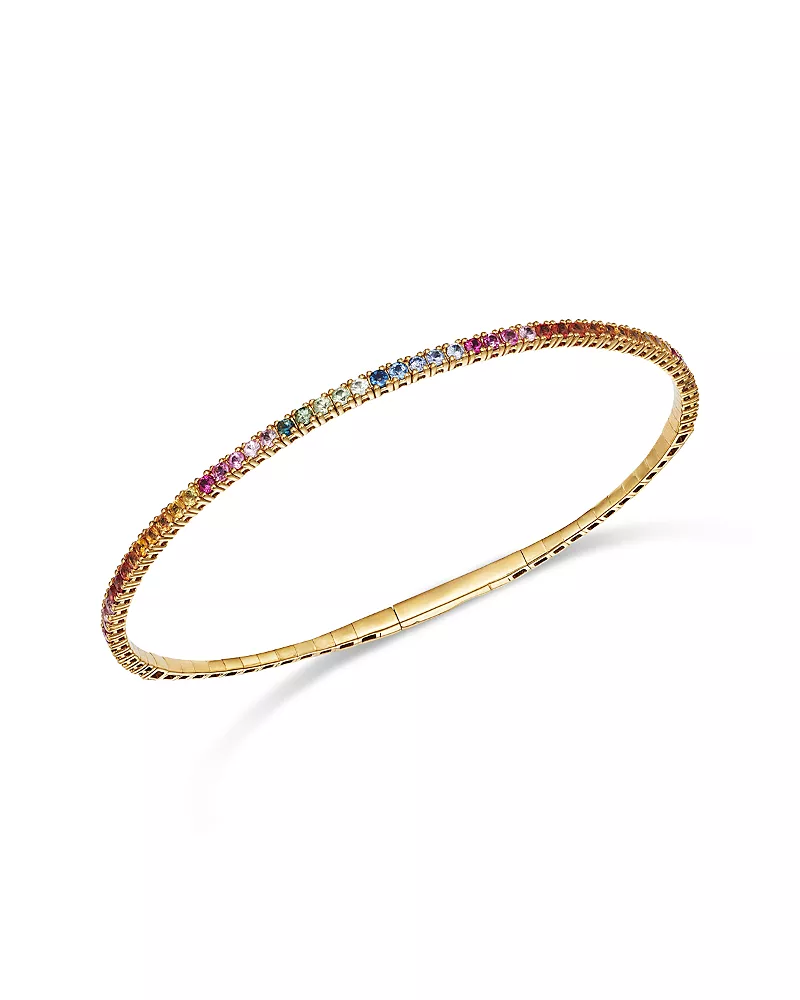 Bloomingdale's Fine Collection Rainbow Sapphire Narrow Bangle Bracelet in 14K Yellow Gold