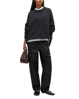 Chunky Mixed Wool-Blend Crewneck Sweater