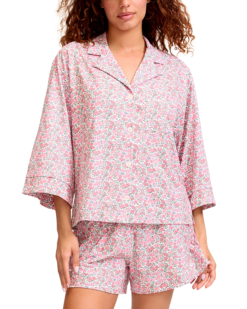Petite Plume Olivia Floral Short Pajama Set In Pink